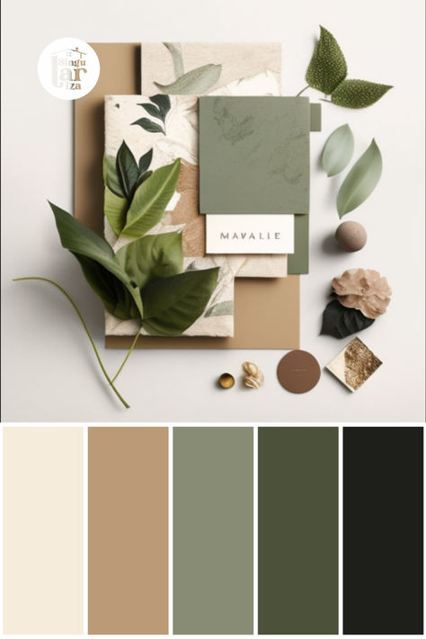 Paleta de cores e Material Board para inspiração feito por uma Design de Interiores, com as cores verde, marrom, bege, caramelo, cinza, folhas, estampas e tecidos. Pensado para inspirar salas de estar e jantar, áreas de convivência comum. Mi World, Material Board, Vintage Room, February 15, Color Pallets, Room Colors, Future Wedding, Color Inspiration, E Design