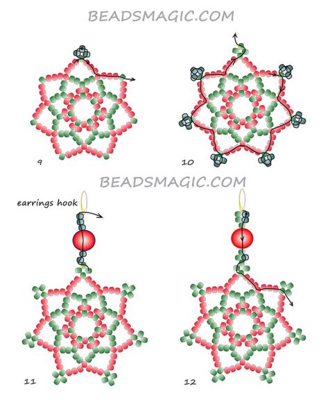 Seed Bead Christmas Earrings Patterns Free, Seed Bead Christmas Decorations, Beaded Christmas Earrings Patterns, Holiday Beading Free Pattern, Beaded Christmas Earrings Diy, Christmas Earrings Diy, Beaded Christmas Earrings, Jewelry Diy Earrings, Christmas Beaded Earrings