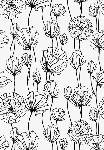 L Wallpaper, Easy To Draw, Patterns Flowers, Traditional Artwork, Wallpaper White, Trendy Flowers, Flowers Wallpaper, Wallpaper Pattern, Line Drawings