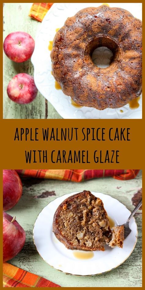 Apple Walnut Spice Cake, Apple Cake Bundt, Delight Recipes, Cake Bundt, Bakers Delight, Apple Walnut, Cake Form, Pumpkin Pie Cheesecake, Caramel Glaze