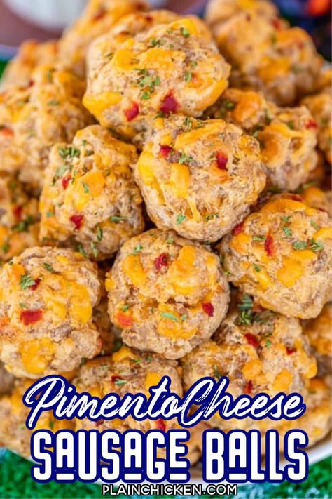 Pimento Cheese Sausage Balls, Best Sausage Balls, Best Sausage Ball Recipe, Easy Sausage Balls Recipes, Cheese Sausage Balls, Sausage Ball, Sausage Balls Bisquick, Cream Cheese Sausage, Sausage Cheese Balls