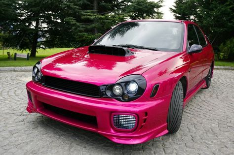 Pink STi!!!!! Subaru Wrx Bugeye, Pink Subaru, Subaru Bugeye, Wrx Bugeye, Black Subaru, Subaru Accessories, Subaru Cars, Car Goals, Window Tint