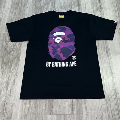 BAPE A BATHING APE PURPLE CAMO T-SHIRT Bape T Shirt, Bape Shirt, Purple Camo, Bathing Ape, A Bathing Ape, Fitness Inspo, Casual T Shirts, Camo, Tee Shirts