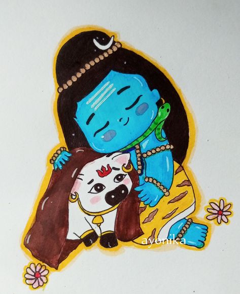 Cute image of Shiva With Nandi for drawing 😍😍#drawing#shiva Shiv Thakur Drawing, Shiv Ji Drawing Easy, Shiva With Nandi, Shiv Ji Drawing, Cute Shiva, Drawing Mahadev, Nandi Shiva, Mahadev Sketch, Mahadev Drawing