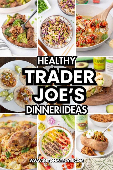 Here are healthy Trader Joe's dinner recipes you will love. Discover these easy and delicious Trader Joe's dinner recipes perfect for any weeknight! Meals With Trader Joes Ingredients, Recipes With Trader Joes Products, Paleo Trader Joes List, Easy Dinner Recipes From Trader Joes, Trader Joes Frozen Vegetables, Enchiladas Trader Joes, Healthy Tjs Recipes, Trader Joe Recipes Healthy, Trader Joe’s Ranch Seasoning Recipes