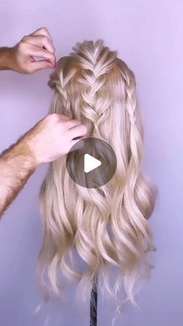 Joseph I'Anson on Instagram: "Looking for a half upstyle? I have you covered with this braided style…. So I started with 3 braids loosed off (to create that undone vibe) combined with a rope braid either side, meeting in the middle, this created the contrasting textures.  To wave the hair I used the @ghdhair Curve Soft Curl Tong (32mm)  L’IMAGE Mannequin - “Denise” from @equip_the_creative use code Joseph10 at the checkout to get 10% off your order.   . Products: @revlonprofessionaluk . . . . . . #hairvideos #hairvideo #hairup #updo #hairupdo #hairupdos #hairtutorial #hairtutorials #updotutorial #bridalhair #weddinghair #bridestyles #bridehair #hairdo #weddinghair #hairreels #reel #réel #reelit #hairart #hairartist #artist #hairideas #hairgoals #updostyles #undonstyle #halfupstyle #halfuph Updos For Long Hair Half Up Half Down, Simple Braid Prom Hair, Up Do With Braid Bridesmaid, Wedding Hair Do Half Up Half Down, Simple Bridesmaid Hair Down With Braid, Braid Prom Hairstyles Updo, Half Up Hairstyles With Braid, Braided Half Updo Wedding, Half Updo Braid Wedding