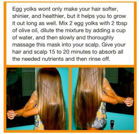 Sounds like a great hair mask for dry fall and winter hair Egg Yolk Hair Mask, Mask For Damaged Hair, Olive Oil Hair, Hair Mask For Damaged Hair, Beautiful Hair Color, Teeth Care, Natural Diy, Hair Growth Tips, Winter Hairstyles