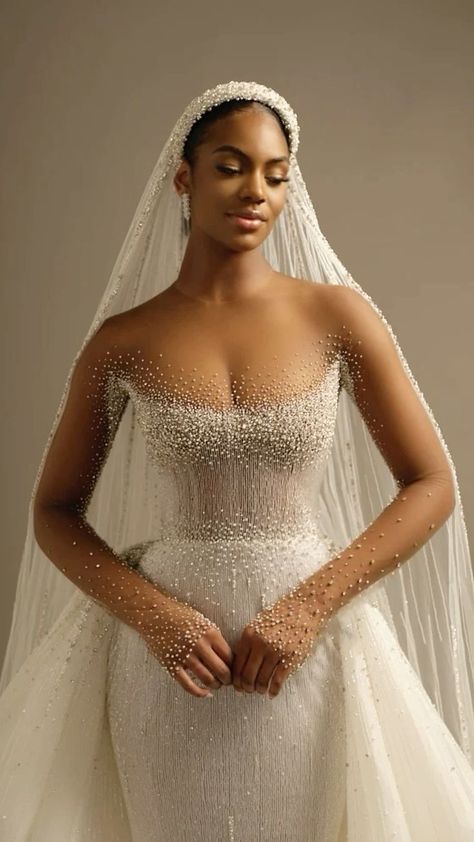 Embracing Elegance: The 2024 Vision of Bridal Couture for Black Women Mock Dress, Sheer Wedding Dress, Classy Wedding Dress, Stylish Wedding Dresses, Fancy Wedding Dresses, Dream Wedding Ideas Dresses, Classy Wedding, Black Wedding Dresses, Dreamy Wedding