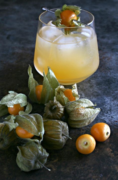 Cape-Gooseberry-Gin-Smash-1 Gin Smash Recipe, Gooseberry Gin, Gin Smash, Ground Cherries, Gooseberry Recipes, Ground Cherry, Golden Berries, Berry Cocktail, Cherry Drink