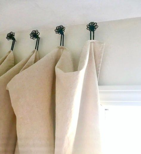 Diy Drop Cloth Curtains, Door Curtains Diy, Front Door Curtains, Tie Up Curtains, Cloth Curtains, Window Casing, No Sew Curtains, Drop Cloth Curtains, Curtain Ideas