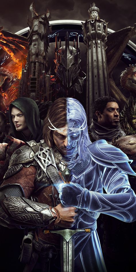 2018, video game, Middle-earth: Shadow of War, 1080x2160 wallpaper Media Sombra, Creative Wallpapers, Middle Earth Shadow, Lord Of The Rings Tattoo, Shadow Of Mordor, Gandalf The Grey, Middle Earth Art, Movie Covers, Gaming Wallpapers