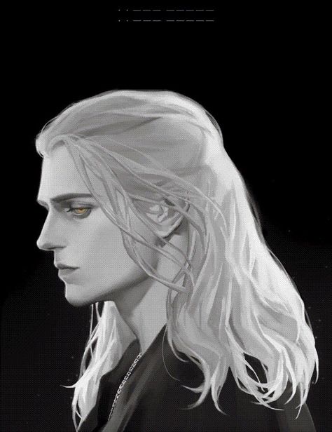 Geralt Of Rivia, The Witcher, A Drawing, Blonde, Black And White, Twitter, Hair, White, Black