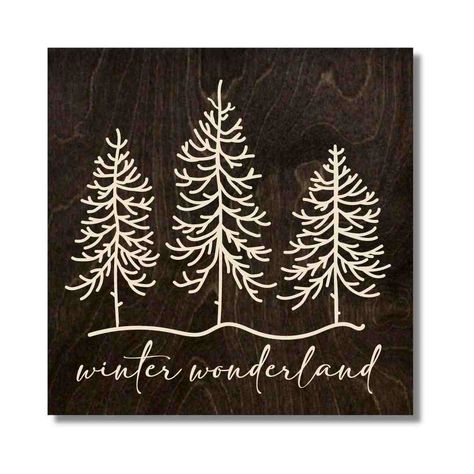 Create a magical winter wonderland in your home with this beautiful carved wooden Christmas sign. Expertly handcrafted from solid wood, this farmhouse-style wall decor features the phrase "Winter Wonderland" in a flowing script font surrounded by pine trees. Distressed paint details give this sign a cozy, vintage appeal, perfect for any rustic or traditional Christmas decor scheme. This winter decor makes a stunning statement piece for displaying above your mantel or sofa during the holidays. An Winter Signs Wooden, Winter Wood Signs, Fall Harvest Decorations, Wooden Carved Signs, Winter Wonderland Decorations, Christmas Wooden Signs, Wooden Wedding Signs, Winter Signs, Wooden Snowflakes