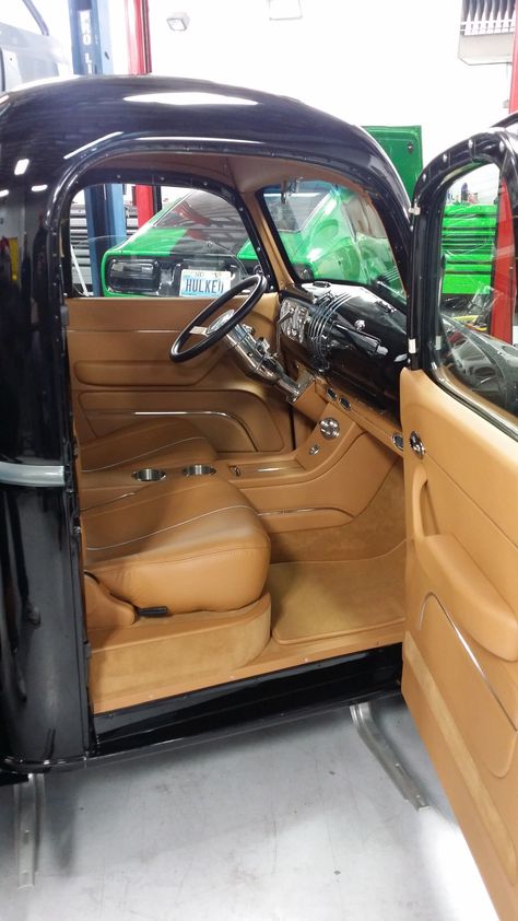 46 Chevy truck. Custom interior 1941 Chevy Truck, Old Chevy Truck Interior, C10 Chevy Truck Interior, Custom Truck Interior, Truck Interior Ideas, 67 72 Chevy Truck Interior, 1979 Ford Truck Interior, Street Rod Interior, 1954 Chevy Truck Interior