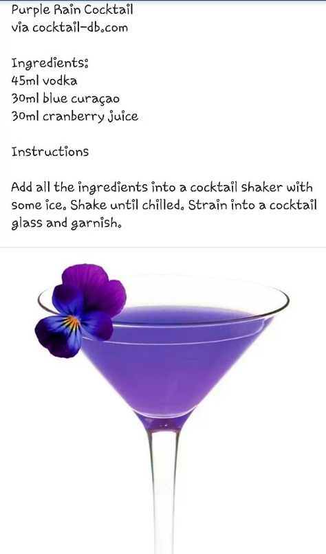 Purple Signature Wedding Drinks, Purple Cocktails Recipe, Purple Cocktail Drinks, Purple Alcoholic Drinks, Purple Signature Drinks, Purple Drinks Alcohol, Purple Rain Cocktail, Rain Cocktail, Purple Cocktails