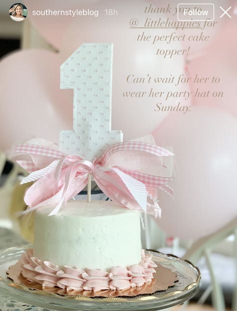 Pink And White 1st Birthday Theme, Pink One Year Old Birthday Party, Pink And White First Birthday Cake, Pretty In Pink 1st Birthday Party, Bow First Birthday Cake, Pink Gingham First Birthday, Bow Smash Cake, Baby Girl First Birthday Theme Bows, Grand Millennial First Birthday