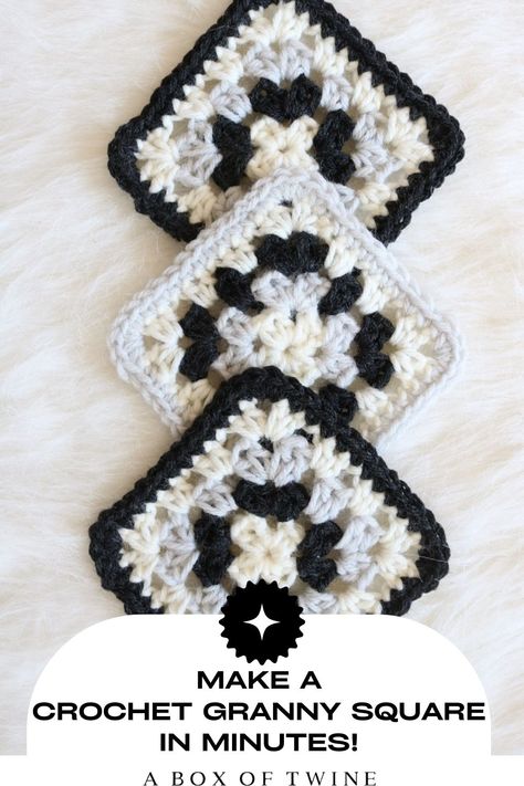 3 crochet granny squares on table Simple Granny Square Crochet Pattern, Simple Granny Square Crochet, Crochet Projects Beginner, Easy Crochet Granny Square, Simple Granny Square, Beginner Blanket, Crochet Hacks, Crochet A Granny Square, Easy Granny Square