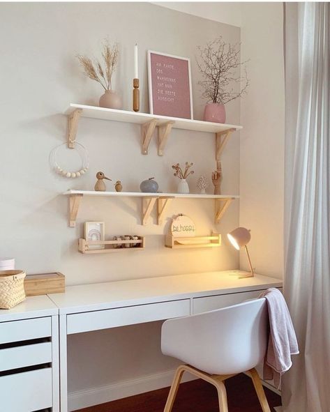 White Desk, Office Room Decor, Dekorasi Kamar Tidur, Pinterest Room Decor, Study Room Decor, Cozy Room Decor, Bohemian Bedroom, Room Design Bedroom, Room Makeover Bedroom