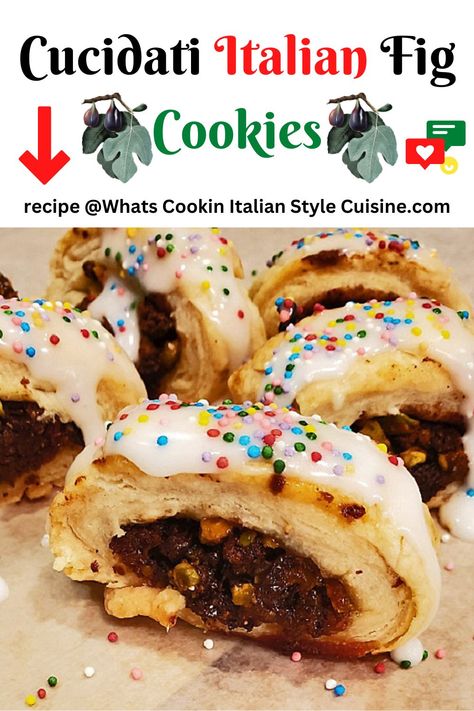 Cucidati Italian Fig Cookies, Italian Fig Cookies Cucidati, Christmas Chow, Spicy Fruit, Italian Fig Cookies, Icing Glaze, Italian Baking, Bathroom Cleaners, Italian Sweets