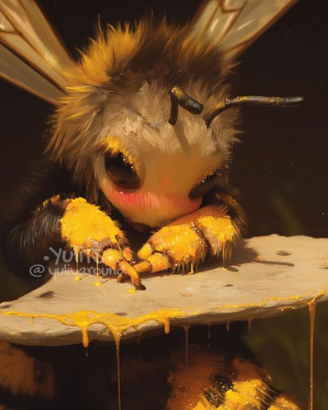 Bee Aesthetic, Queen Bees Art, Different Strokes, Carpenter Bee, Worker Bee, Bee Painting, Ace Of Hearts, Fantasy Races, Bee Art