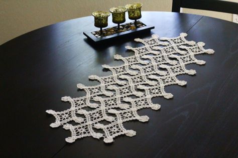 Crochet doily geometric ornament free shipping by katerynaG Beau Crochet, Bruges Lace, Geometric Ornament, Crochet Dollies, Point Lace, Crochet Table Runner, Crochet Borders, Crochet Tablecloth, Irish Lace