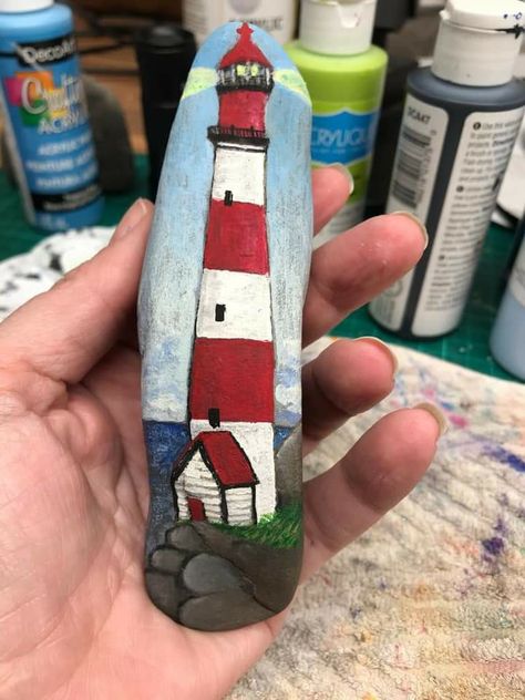 Light House Painted Rocks, House Painted Rocks, Diy Rock Art, Vbs 2024, Lighthouse Painting, Rock And Pebbles, Painting Rocks, Light Houses, Rock Ideas