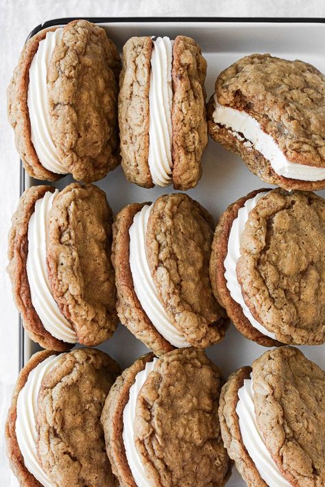 Homemade Oatmeal Cream Pies, Oatmeal Cream Pies, Homemade Oatmeal, Cream Pies, Oatmeal Cream, Ice Cream Sandwiches, Baking Sweets, High Altitude, Curly Girl