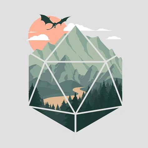 Simple Dnd Art, Dnd Logo Art, D20 Painting, Dnd Logo Design, Dnd Painting Ideas, Dnd Aesthetic Wallpaper, Dnd Dice Drawing, D20 Drawing, Dnd Tattoo Designs