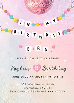 27 Birthday Invitation, Taylor Swift Birthday Theme Party, My First Era Birthday Taylor Swift, Eras Tour Birthday Party Decoration, Taylor Swift Themed Birthday Party Ideas, Taylor Swift Era Birthday Party, Taylor Swift Cumpleaños, Taylor Swift Birthday Party Invitations, In My Birthday Era