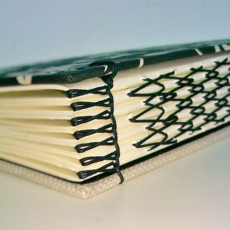 Exposed Spine Book Binding, Book Binding Methods, Book Binding Design, Bookbinding Tutorial, Book Binding Diy, Book Spine, Bookmaking, Book Arts, Handmade Notebook