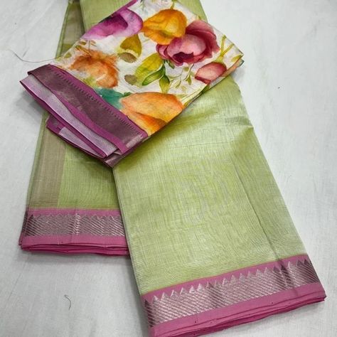 Material:- mangalagiri handloom pattu by cotton Model:- 50/50border plain pattu saree Extra 50/50 border digital printed blouse Pattu Saree Look, Mangalagiri Pattu Sarees, Half Saree Lehenga, Saree Lehenga, Pattu Saree, Cotton Sarees, Saree Look, Half Saree, Cotton Saree