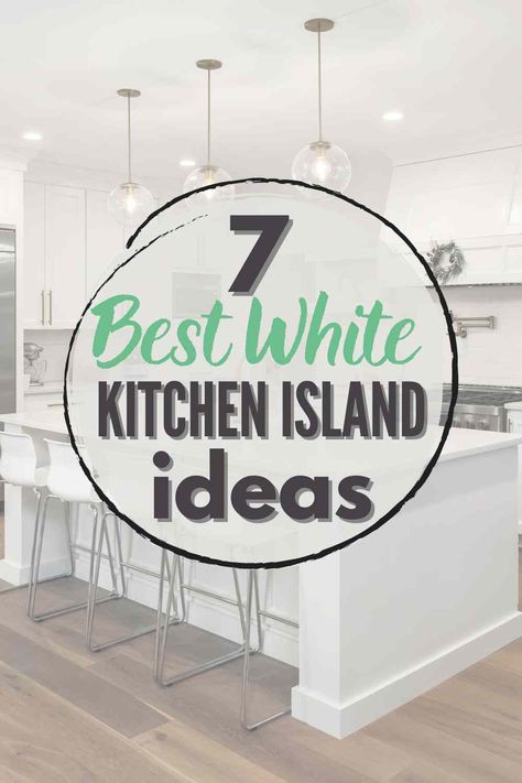 White kitchen islands create a bright and spacious feel that is both stylish and functional. These islands can be used for anything from food prep to entertaining guests or even as a casual dining...check out 7 inspiring designs #homedecor #kitchen #homedecorating #home #kitchendesign All White Kitchen Island, White Kitchen With White Island, Kitchen Island White Countertop, Kitchen Island Colors With White Kitchen, White Kitchen Island Ideas, White Kitchen Islands, French Country Design Style, White Coastal Kitchen, Painted Beadboard