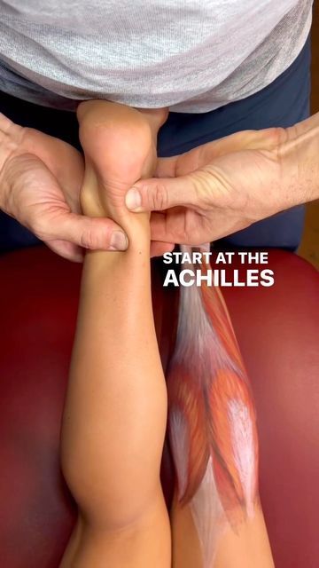 Knee Pain | Hip Pain on Instagram: "Achilles Tendonitis Follow 👉 @kneepainaid for daily relief tips! 📚 Follow 👉 @kneepainaid for daily relief tips! 📚 Achilles tendonitis getting you down? 😔 We got you! Here’s what to do: Recruit a partner and convince them to give you an Achilles and calf massage. 💁🏻‍♀️ Partner: Simply start at the tendon in the ankle and dig the thumbs in. 💥 Hang out there for a while and then start working down the calf all the way to the back of the knee. 😵 And remem Foot Massage Techniques, Full Body Massage Techniques, Leg Muscle, Sports Massage Therapy, Membentuk Alis, Massage Therapy Business, Body Massage Techniques, Calf Massage, Massage Therapy Techniques