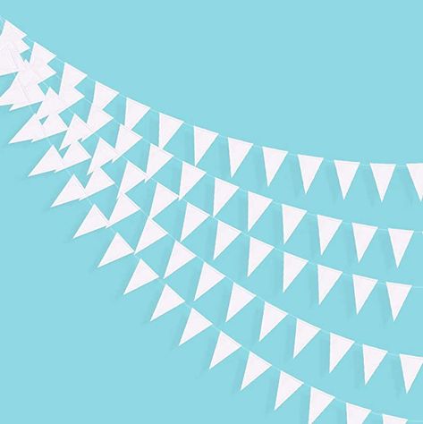 Amazon.com: 40 Ft Triangle Flags Banner Double Sided Pearly White Paper Pennant Bunting Garland for Wedding Baby Bridal Shower Birthday Bachelorette Engagement Anniversary Hen Party Christmas Decoration Supplies: Home & Kitchen Paper Pennant, White Party Decorations, Hen Party Decorations, Pennant Garland, White Garland, Birthday Flags, Christening Party, Fabric Bunting, Pennant Banners