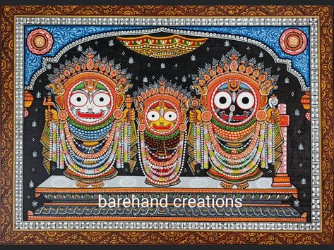 Patta Chitra Paintings, Kalamkari Painting Kalamkari Painting Design, Jai Jagganath, Kartika Purnima, Jagannatha Beautiful Images, Jagannath Ji, Puri Jagannath, Indian Traditional Paintings, Jaali Design