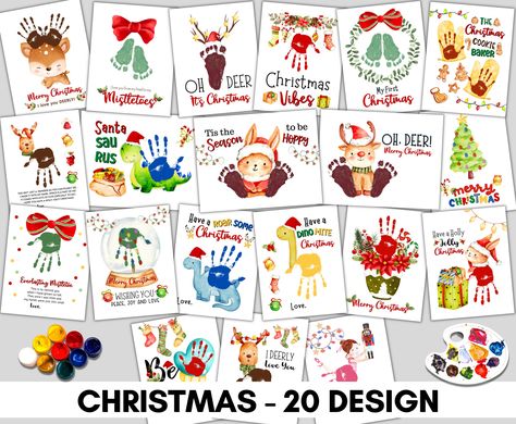 Excited to share this item from my #etsy shop: 20 Design BUNDLE Christmas craft Handprint Footprint Finger art template Printable for PreK, Preschool Kindergarten Daycare, keepsake craft Christmas Craft Handprint, Craft Handprint, Christmas Handprint Crafts, Keepsake Crafts, Finger Art, Christmas Arts And Crafts, Merry Christmas Wishes, Handprint Art, Art Template