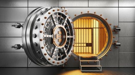 It's possible to create a safe room without breaking the bank Vault Illustration, Bank Vault, Bank Safe, Hardware Storage, Security Technology, Safe Room, Buy Bitcoin, Door Storage, Storage Room