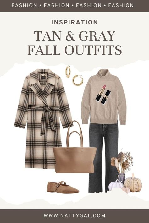 Inspiration: Tan & Gray Fall Outfits - Natty Gal Pewter Heels, Gal Fashion, Fall Palette, Everyday Casual Outfits, Fall Fashions, Brand Collaboration, Grey Trousers, Fashion Capsule, Fashion Outfit Ideas