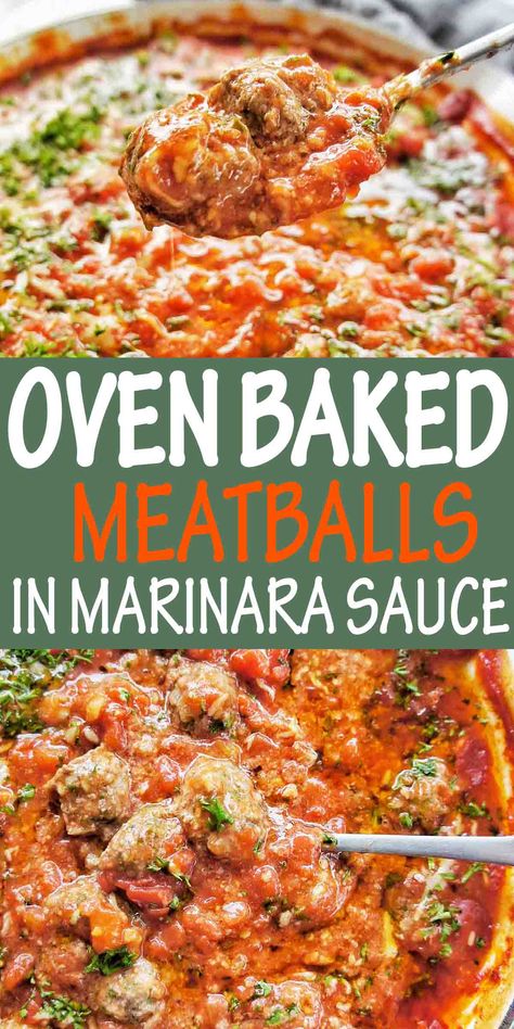 Oven Meatballs Recipe, Meatballs In Sauce, Oven Meatballs, Tomato Sauce For Meatballs, Marina Sauce, Baked Italian Meatballs, Oven Baked Meatballs, Minced Beef Recipes, Baked Meatballs