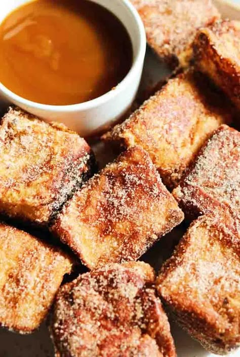 Hawaiian Roll French Toast with Cinnamon Sugar - Grilled Cheese Social French Toast With Cinnamon, Breakfast For Christmas Morning, Hawaiian Roll French Toast, Breakfast For Christmas, Churro French Toast, French Toast Batter, French Toast Bites, Hawaiian Roll, Favorite Breakfast Recipes