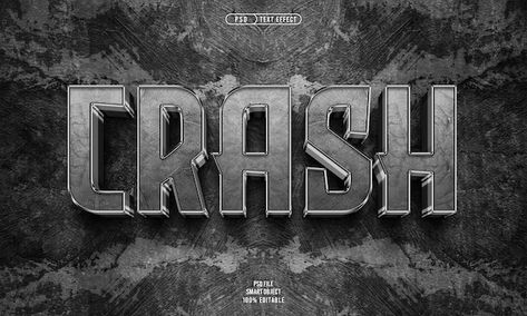 Crash 3d editable text effect | Free Psd #Freepik #freepsd #style-text #text-effect-typography #text-graphic #text-template Free 3d Text Effect Psd, Adobe Photoshop Design, Text Template, 3d Lettering, Free Psd Files, 3d Text Effect, Text Graphic, Logo Psd, Banner Background Images