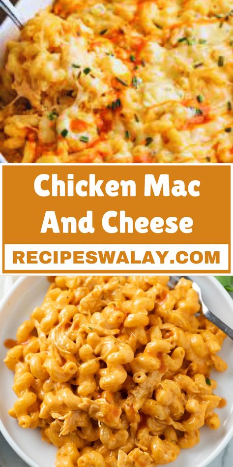 Discover the ultimate comfort food with our Chicken Mac and Cheese Recipe, a dish that combines the rich, creamy indulgence of macaroni #Chicken #MacAndCheese #Recipe Chicken Mac And Cheese Soup, Butter Chicken Mac And Cheese, Mac N Cheese Chicken, Chicken And Macaroni Recipes, Macandcheese Recipe, Mac And Cheese With Chicken, Macaroni Chicken, Mac Chicken, Mac N Cheese Soup