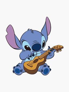 Halloween Cross Stitch Charts, Lilo Und Stitch, Lilo And Stitch Ohana, Playing The Guitar, Stitch Drawing, Bed Pads, Cute Drawing, Cute Stitch, Home Tattoo