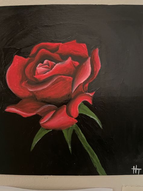 Rose Paintings Easy, Painted Pictures Ideas, Rose Painting Simple, Rose Canvas Painting Easy, Roses Acrylic Painting, Rose Painting Easy, Red Rose Painting, Rose Canvas Painting, Acrylic Rose Painting