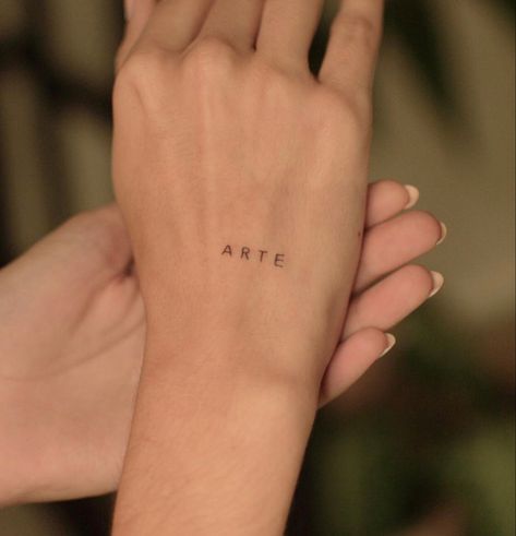 Hand Mini Tattoo, Waistline Tattoos Women, Evermore Tattoo, P Tattoo, Word Tattoo, Petite Tattoos, Small Girl Tattoos, Small Hand Tattoos, Tattoo Feminina