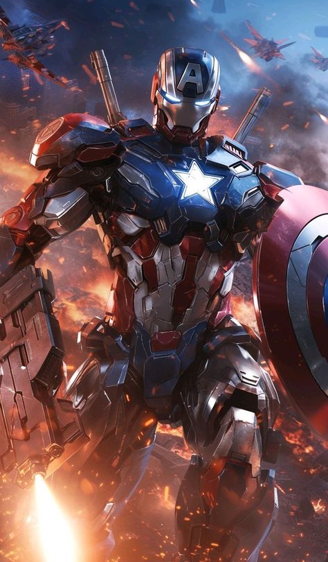 Check out this epic crossover concept: a Gundam inspired by Captain America! 🛡️⚡️ Combining the power of mecha and the iconic shield of… | Instagram Caption Marvel, Captain America Art, Avengers Characters, Alternate Reality, Captain America Civil, Marvel Films, Star Spangled, Creature Concept Art, Armor Concept