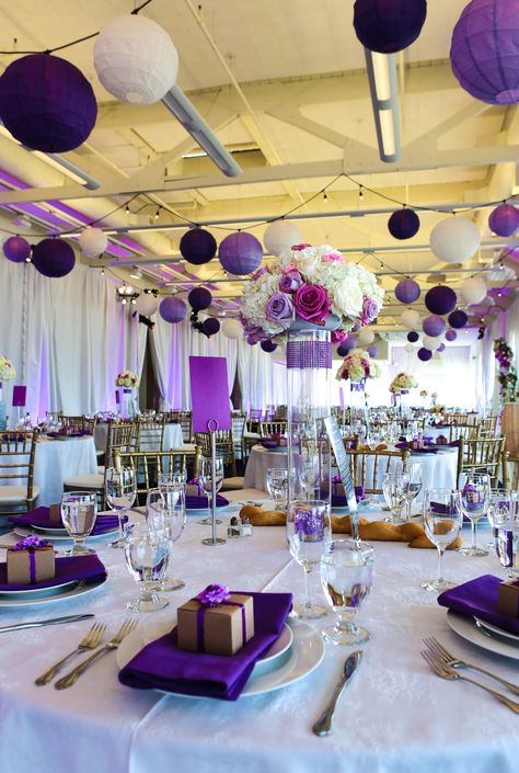 JL IMAGINATION Lighting Design & Audio Visual - Lanterns pinspots and purple uplighting Purple Uplighting, Venue Ideas, Lighting Design, Wedding Venue, Lanterns, Ceiling Lights, Audio, Table Decorations, Lighting