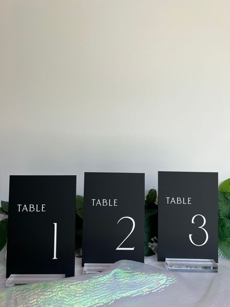 Black Acrylic Table Numbers, Modern Wedding Table Numbers, Black Table Numbers Wedding, Black Table Numbers, Modern Table Numbers, Entrance Signs, Wedding Entrance Sign, Acrylic Table Numbers, Black And White Wedding Theme