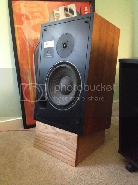 Click this image to show the full-size version. Speakers Stands Ideas, Speaker Stands Ideas, Diy Bookshelf Speakers, Wooden Speaker Stands, Homemade Speakers, Speaker Stands Diy, Floor Speakers, Chill Lounge, Wood Speakers