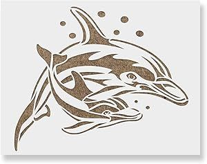 Dolphins Stencil - Reusable Stencil, Ocean Stencil, Sea Stencil, Dolphins Sticker, Dolphins Art Elephant Stencil, Nautical Stencils, Fish Stencil, Dolphin Lover, Laser Cut Stencils, Animal Stencil, Stencils Printables, Pumpkin Carvings Stencils, Laser Art